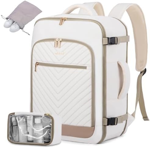 LOVEVOOK Travel Backpack For Women,40L Carry On Backpack Flight Approved,TSA Personal Item Travel Bag Fits 17 Inch Laptop,Business Weekender Overnight Daypack with Toiletry Bag and Shoe Bag