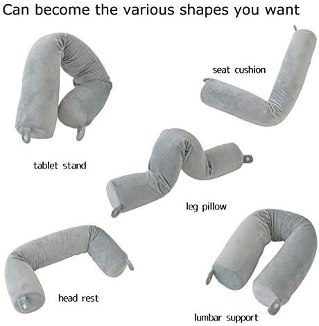 Travel Pillow Neck Pillows Travel Essentials Traveling on Airplane Twist Memory Foam, Bus, Train at Home(Grey Memory Foam) - Image 3