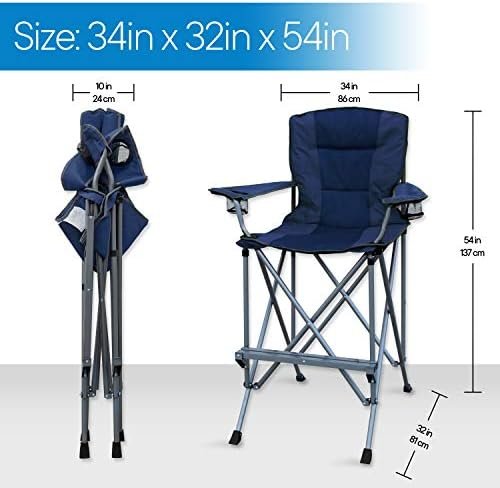RMS Extra Tall Folding Chair - 31" Seat Height Director Chair for Camping, Home Patio and Sports - Portable and Collapsible with Footrest and Carrying Bag - Up to 300 lbs Weight Capacity (Blue) - Image 2