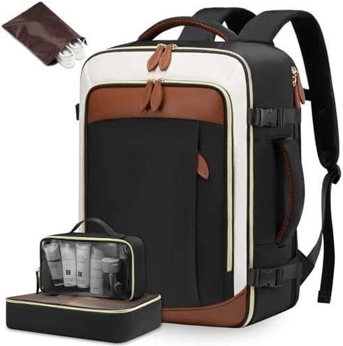 LOVEVOOK Travel Backpack for Women, 40L Carry On Backpack with 3 Packing Cubes,TSA Personal Item Travel Bag Airline Approved, Water Resistant Weekender Overnight Luggage Daypack, Fits 17 Inch Laptop