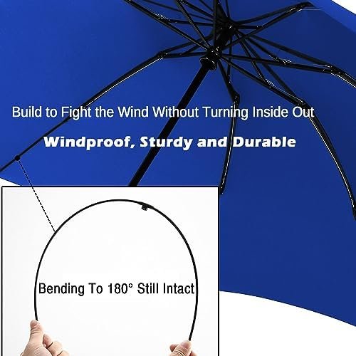 LANBRELLA Umbrella Reverse Travel Umbrella Windproof Compact Folding - C2.7 Royal Blue - Image 4
