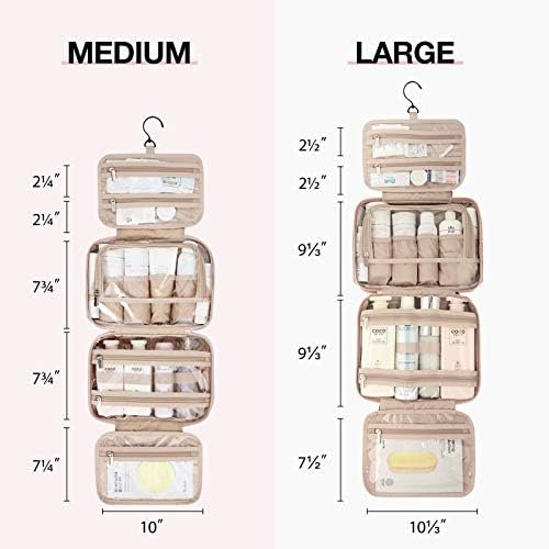 BAGSMART Toiletry Bag Hanging Travel Makeup Organizer with TSA Approved Transparent Cosmetic Bag Makeup Bag for Full Sized Toiletries, Medium-Pink - Image 3