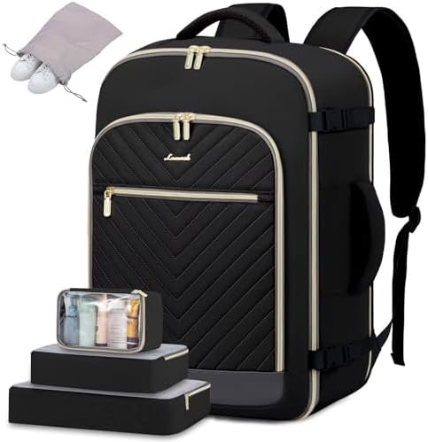 LOVEVOOK Travel Backpack For Women,40L Carry On Backpack Flight Approved,TSA Personal Item Travel Bag Fits 17 Inch Laptop,Business Weekender Overnight Daypack with Toiletry Bag and 2 Packing Cubes