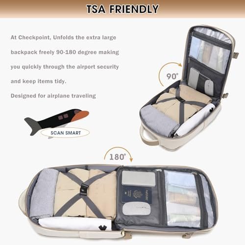 Large Travel Backpack for Women - 17 Inch 35L Carry On Laptop Bag Flight Approved Personal Item Daypack Weekender Traveling TSA Business Bag Luggage Waterproof for Airplane with Toiletry Bag Shoe Bag - Image 6