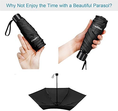 TradMall Mini Travel Umbrella, Portable Lightweight Compact Parasol with 95% UV Protection for Sun & Rain - Image 2