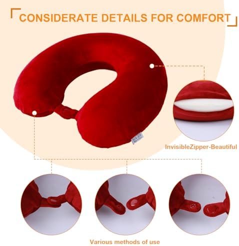 Travel Pillow,100% Pure Memory Foam U Shaped Neck Pillow,Super Lightweight Portable Headrest Great for Airplane Chair, Car,Home,Office,Sleeping Rest Cushion (Wine red) - Image 5