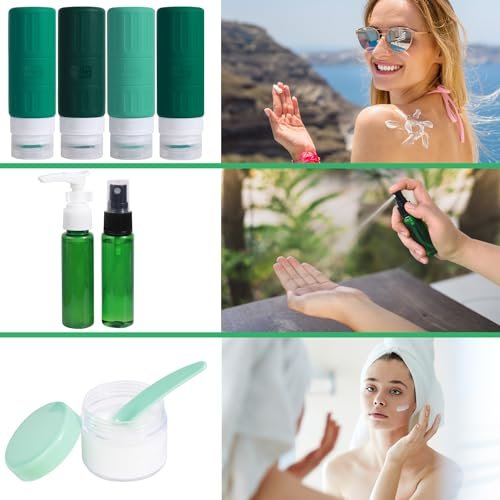 GLAMFIELDS Travel Bottles for Toiletries,TSA Approved 3.3oz Size LeakProof Silicone Toiletry Containers for Shampoo, Conditioner,Easy to Squeeze,Portable Travel Essentials for Lotion(18 Pack) Green - Image 5