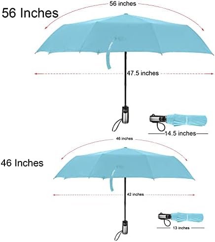 TradMall Travel Umbrella Windproof with 46 Inches Large Canopy 10 Reinforced Fiberglass Ribs Ergonomic Handle Auto Open & Close, Sky Blue - Image 2