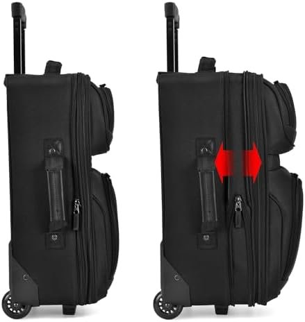 U.S. Traveler Lightweight Softside Suitcase, Rolling 20" Carry On Luggage, Black, Single - Image 2