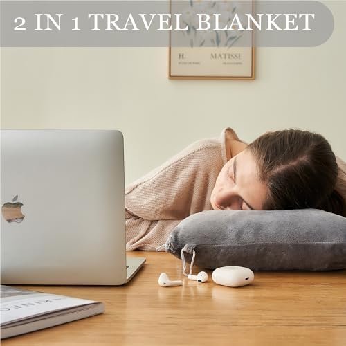 Commollis Travel Blanket Airplane Compact - 2 in 1 Airplane Travel Accessory, from Airplane Blanket to Travel Pillow, with Luggage Strap, Soft Handles and Security Pockets - Image 7