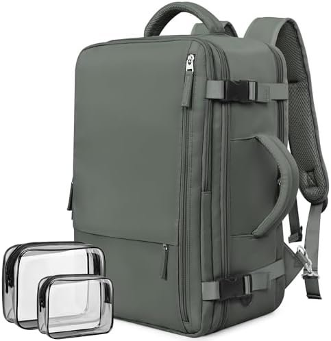 Travel Backpack For Women Men Flight Approved, Carry-on Backpack Bag Luggage, Personal Item Backpack, Laptop Backpack Casual Daypack, Travel Essentials Must Haves, Olive-green