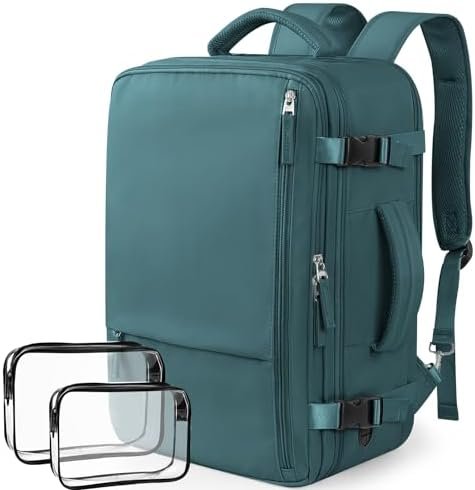 Travel Backpack for Women Men, Carry On Backpack with USB Charging Hole, 17 Inch Laptop Backpack Flight Approved Luggage, Large Waterproof Personal Item Bag for Weekender, Travel, College, Blue