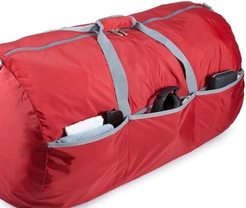 Amazon Basics - 100L Nylon Duffel Bag with Multiple Zippered Pockets, Lightweight yet Durable, 50-Pound Weight Capacity, Red, 32.4 x 16.9 x 16.9 inches - Image 5