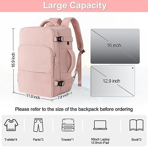 Travel Backpack for Women, Flight Approved Carry On Backpack with USB Charging Hole, Lightweight Travel Bag, Waterproof Causal Bookbag for College, Travel, Work - Image 6