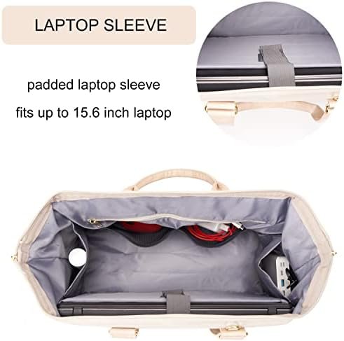MINKARS Weekender Bag with Shoe Compartment Travel Tote Overnight Bag, Personal Item Bag for Airlines 17 Inch, Beige - Image 2