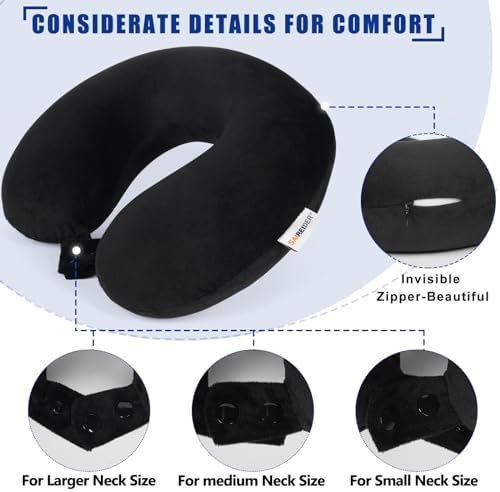 SAIREIDER Travel Pillow 100% Pure Memory Foam Travel Neck Pillow, Airplane Pillow for Traveling、Car、Home、Office,Washable Cover(Black) - Image 5