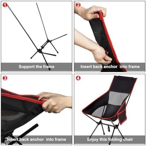 Camping Chairs Portable, Foldable Chair Lightweight, Backpacking Chair for Adults, Folding Chairs for Outside Camp Sports Beach Travel Hiking - Image 7