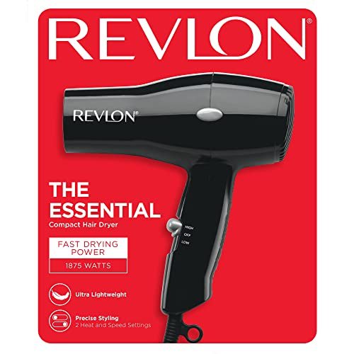 REVLON Travel Hair Dryer | Salon-Style Blowouts, Lightweight Design, 1875 Watts for Fast Drying with 2 Heat & Speed Settings for Drying and Styling Flexibility (Black) - Image 5