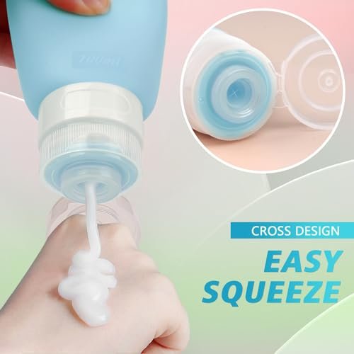 Travel Bottles for Toiletries, Travel essentials BPA Free Leak Proof Tubs Refillable Liquid Accessories with Toiletry Bag for Cometic Shampoo and Lotion Soap 4 Pack (3.3oz) - Image 3
