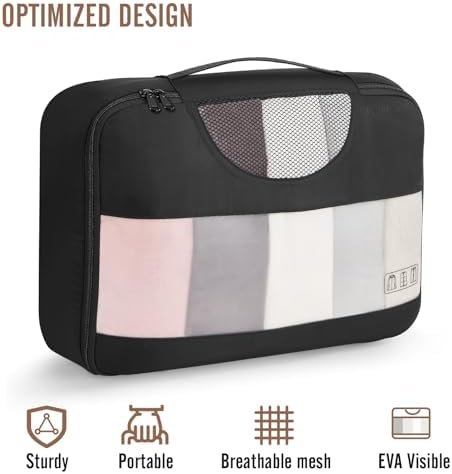 Veken 8 Set Packing Cubes for Suitcases, Travel Essentials for Carry on, Luggage Organizer Bags Set for Travel Accessories in 4 Sizes (Extra Large, Large, Medium, Small), Black - Image 8