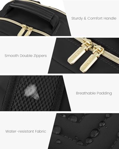 LOVEVOOK Laptop Backpack Purse for Women, Work Travel Computer Bags, College School Backpack for Student Girl, Quilted Casual Daypack with USB Port, Fit 15.6 Inch Laptop, Black - Image 9