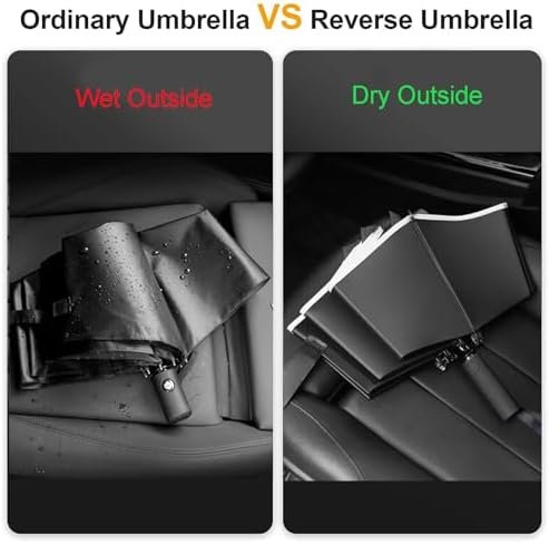 Windproof Travel Umbrella, Rain Sun and UV Resistant Auto Open Close Compact Portable Folding Umbrella for Car, Backpack, Men and Women, Black - Image 4