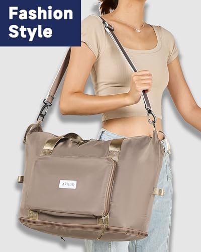 Folding Travel Bag Carry on Bags for Airplanes with Detachable Adjustable Shoulder Strap Light Weight Travel Duffle Bag for Women with Suitcase Sleeve 17x11x9 inch - Image 2