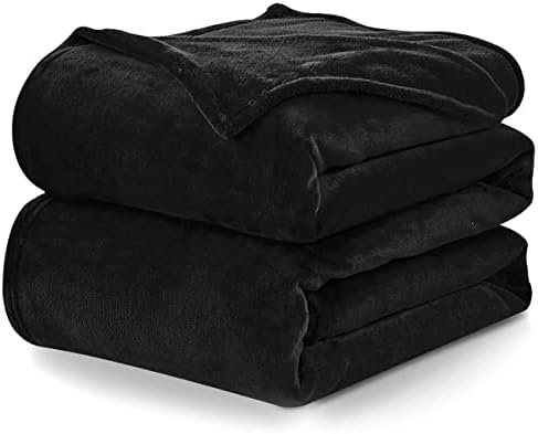 CozyLux Fleece Blanket Throw Black - 300GSM Lightweight Plush Fuzzy Cozy Soft Blankets and Throws for Sofa, Cozy Bed Blankets for Women Men Travel Camping and Chair, 50x60 inches