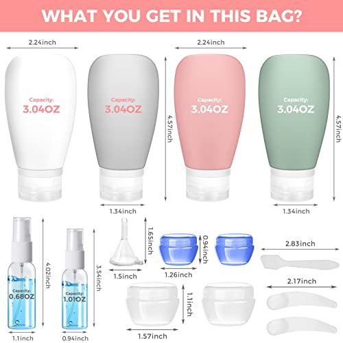 14 Pack Travel Bottles Set for Toiletries ,3oz Leak Proof Travel Size Toiletries,Squeeze Bottles for Shampoo Body Wash Lotion,Travel Accessories Kits for Hotel Gym Travelling Bathroom - Image 6