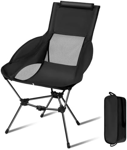 QUINEEHOM Camping Chairs, Folding Camping Chairs for Adults with Storage Bag, Lightweight & Portable Backpacking Chair for Outdoor Hiking, Camping, Travel, Beach and Picnic