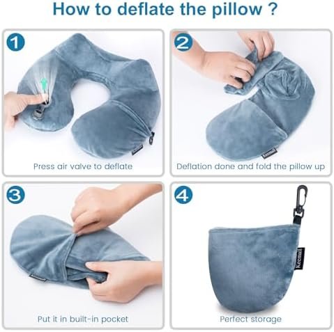 Inflatable Travel Neck Pillow for Airplane Sleeping Blow Up Neck Support Air Pillow Traveling on Plane Long Flights Washable - Image 5
