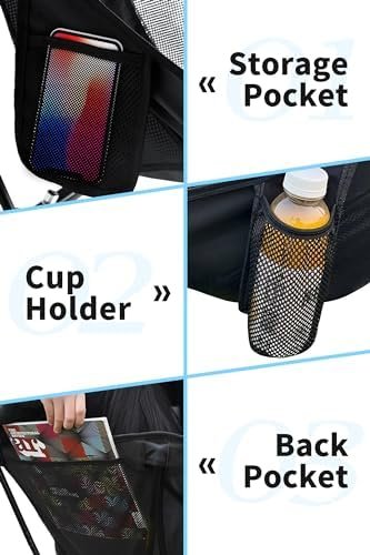 Camping Chair, Patented for Invention, Backpack, Compact Portable Folding Chair, Outdoor Camp, Lawn, Beach Chair with Side Pocket, Lightweight Hiking Chair Support 330LBS 003 (Ink) - Image 5