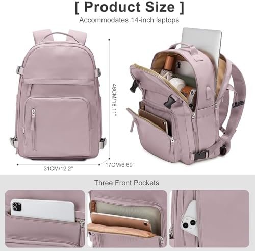 coowoz Travel Backpack for Women Man Travel Essentials Mochila de Viaje Personal Item Travel Backpack Carry on Flight Approved with Laptop Shoe Compartment Travel Must Haves Pink Purple - Image 4
