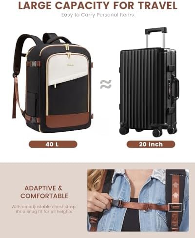LOVEVOOK Travel Backpack for Women, 40L Carry On Backpack Flight Approved, Large Personal Item Bag Fits 17 inch Laptop, TSA Approved Luggage with 3 Packing Cubes,Waterproof Weekender Gym Backpack - Image 3