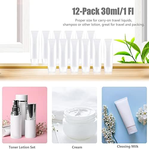 YXC 12PCS PE Travel Size Bottles 1oz Squeeze Bottles With labels Leak Proof BPA Free Refillable Tubes Travel TSA Approved Containers For Toiletry Toothpaste Container Travel Bottles For Toiletries - Image 4