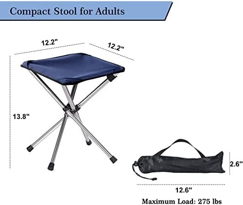 Camping Stool,Small Folding Chair,13.8" Lightweight Folding Stool Compact Backpacking Stool with Carry Bag - Image 2