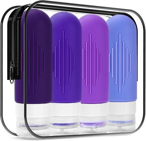 4 Pack Travel Bottle Reusable Silicone Travel Bottles Travel Size Containers for Toiletries Leak Proof Travel Bottles Tsa Approved Toiletry Bottles Travel Liquid Bottles Travel Accessories (z-z-z-h4)