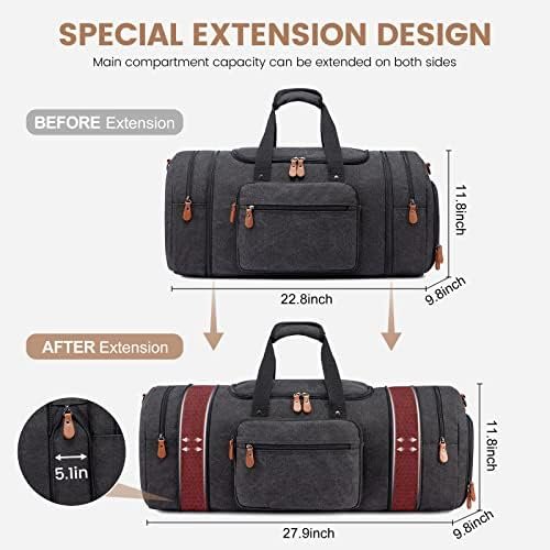 Sucipi Duffle Bag for Men Canvas Travel Duffel Bag Overnight Carry on Bag with Shoe Compartment Weekender Bag with Toiletry Bag for Airplanes - Image 2