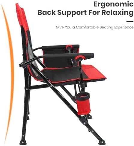 Camping Chair for Adults 350 LBS Support Camp Chair 2PCS with Breathable Mesh Back Fabric with Arm Rest Cup Holder and Portable Carrying Bag - Image 4