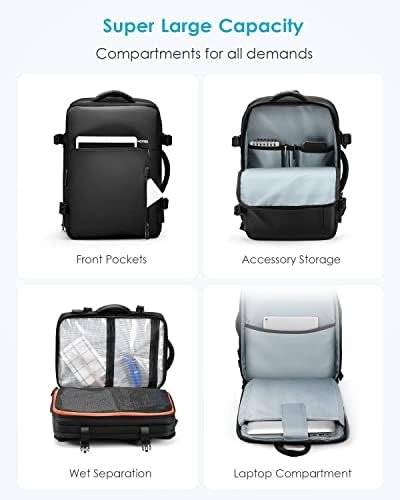 HOMIEE 40L Travel Backpack 18x14x8 Inches Carry on Bag Flight Approved, Expandable Hand Luggage Suitcase Waterproof Rucksack Anti Theft Casual Daypack for Weekender Overnight, Black - Image 4