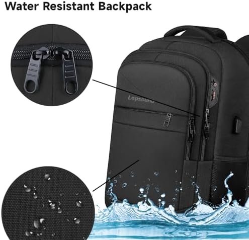 Lapsouno Travel Backpack, Large Carry on Backpack, 17 Inch Laptop Backpack, Big Backpack, Extra Sturdy TSA Friendly with USB Port College School Rucksack Bag Backpack Gifts for Him Men Women, Black - Image 6