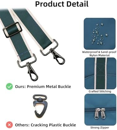 WALNEW Travel Duffel Bag, Weekender Overnight Carry On Bag for Women Men, Foldable Waterproof Gym Luggage with Metal Buckle Detachable Shoulder Strap and Wet Compartment (Peacock Blue) - Image 5