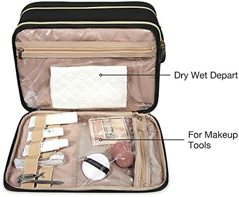 BAGSMART Large Toiletry Bag, Travel Makeup Organizer, Water-resistant Makeup Cosmetic Bag Door Room Essentials Travel Bag for Accessories, Shampoo, Full Sized Container, Toiletries (Black, Large) - Image 4