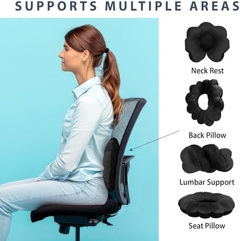 Total Pillow Donut Pillow for Airplane & Travel, Sleeping Neck Pillow, Microbead Comfortable Pillow for Neck, Head, Back, Lumbar & Pelvic Support, Twists to Many Positions - Black - Image 3