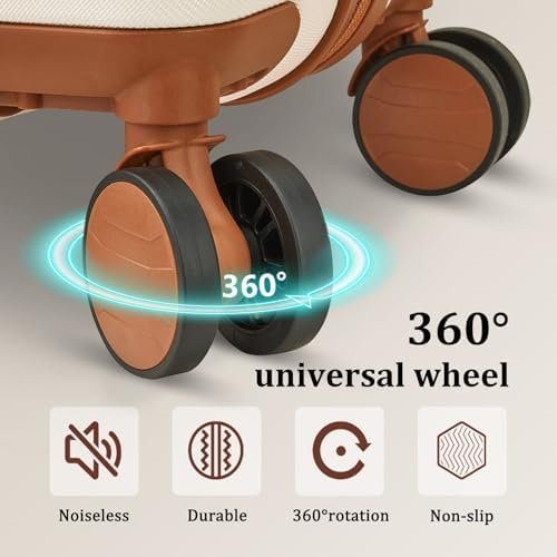 imiomo 3 Piece Luggage Sets,Suitcase with Spinner Wheels,Luggage Set Clearance for Women, Lightweight Rolling Hardside Travel Luggage with TSA Lock (Beige, 5PCS) - Image 3