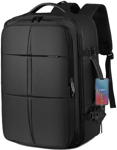 Travel Backpack, Extra Large Backpack, Carry On Backpack, 50L Expandable Flight Approved Big Bag Waterproof Business Luggage Suitcase Rucksack Casual Daypack Fits 17 Inch Laptop, Gifts for Men&Women
