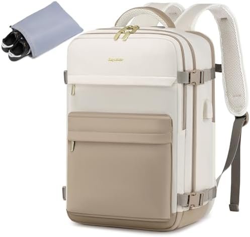 Large Travel Backpack for Women - 17 Inch 35L Carry On Laptop Bag Flight Approved Personal Item Daypack Weekender Traveling TSA Business Bag Luggage Waterproof for Airplane with Toiletry Bag Shoe Bag