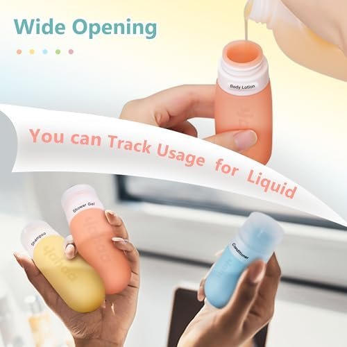 18 Pcs Travel Size Toiletries Set,Leak Proof Squeezable Silicone Travel Bottles for Shampoo and Conditioner,TSA Approved Travel Essentials Accessories,White Pack - Image 3