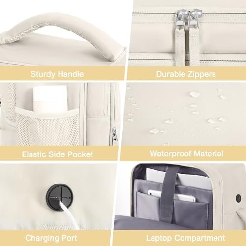 Travel Backpack for Men Women, Carry on Backpack Flight Approved, Personal Item Backpack Bag on Airplanes,Backpacks for Traveling, Travel Essentials,Beige - Image 5