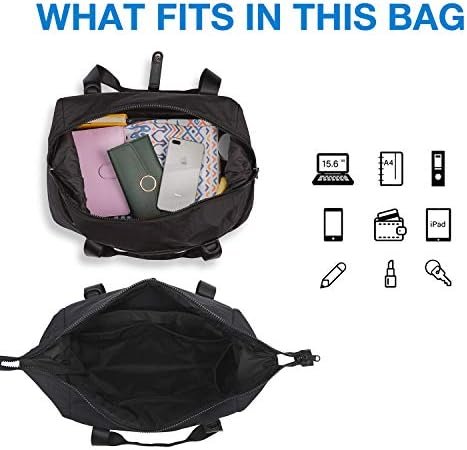 BAGSMART Gym Bag for Women, Carry on Weekender Overnight Bag, Travel Duffel Bags with Trolley Sleeve, Personal Item Travel Bag Tote Bag Workout Dance Bag, Black-Medium - Image 5